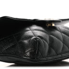 Caviar Fabric Foldable Tote Bag With Chain Black Multicolor