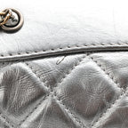 Metallic Crumpled Calfskin Quilted Small Gabrielle Backpack Silver
