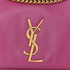 Smooth Calfskin Suede Medium Reversible Monogram Kate Satchel Rose Rubis