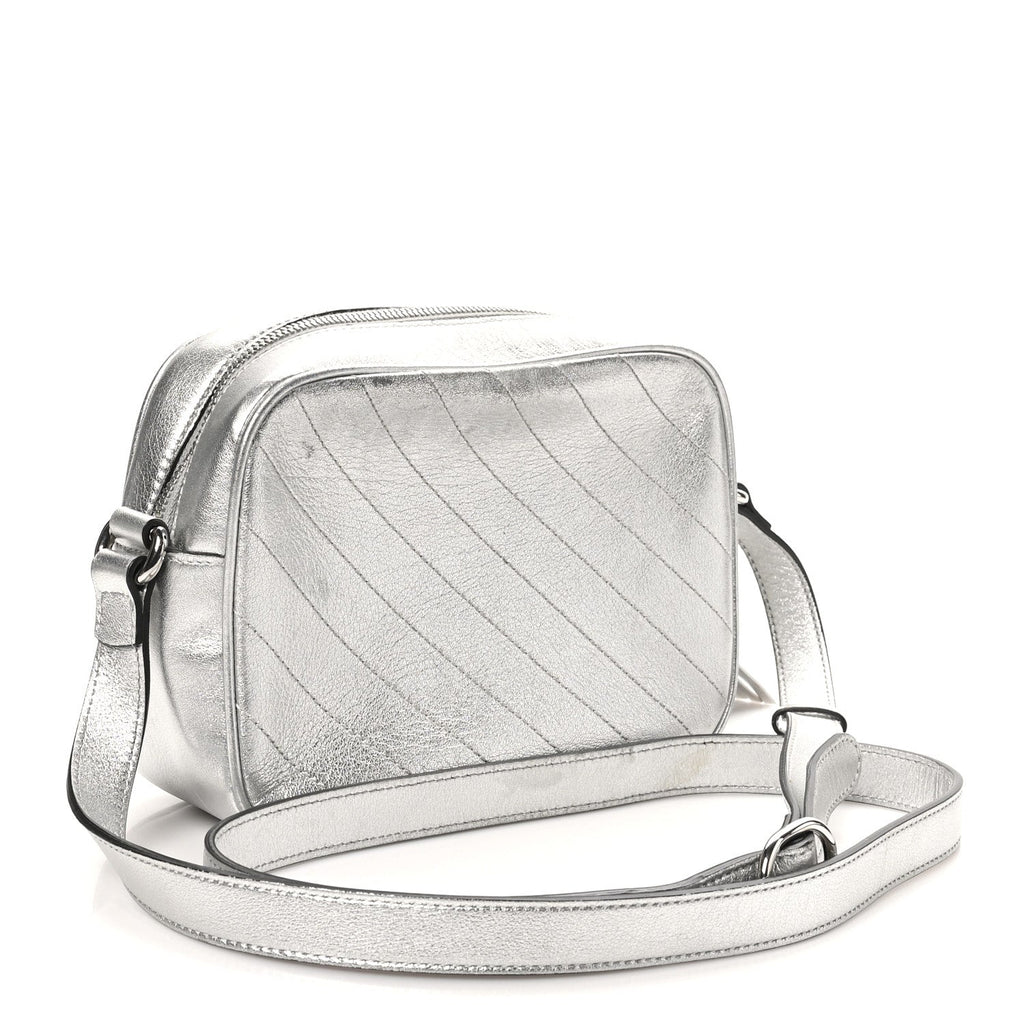 Metallic Sakai Be Green Calfskin Diagonal Stitched Small Blondie Shoulder Bag Silver
