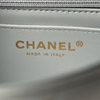 Lambskin Enamel Pearl Quilted Mini Charm Me Square Flap Light Blue