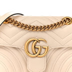 Calfskin Matelasse Mini GG Marmont Shoulder Bag White