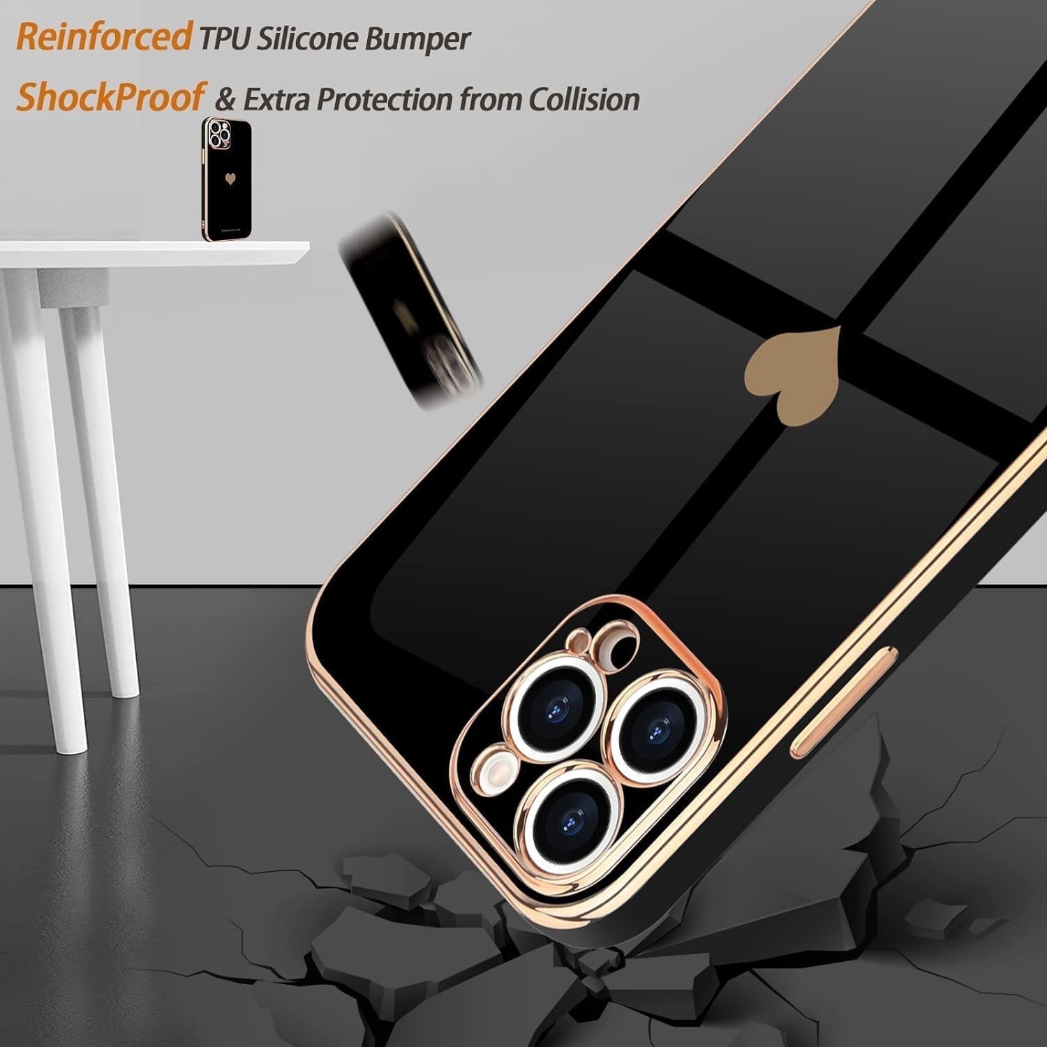 Entronix Case Compatible with iPhone 14 Pro Max - [Flexible] Luxury Glossy Heart