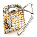 Metallic Lambskin Intrecciato Mini Hop Silver Gold