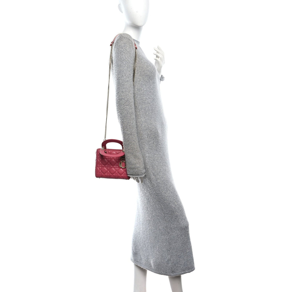 Lambskin Cannage Mini Lady Dior Pink