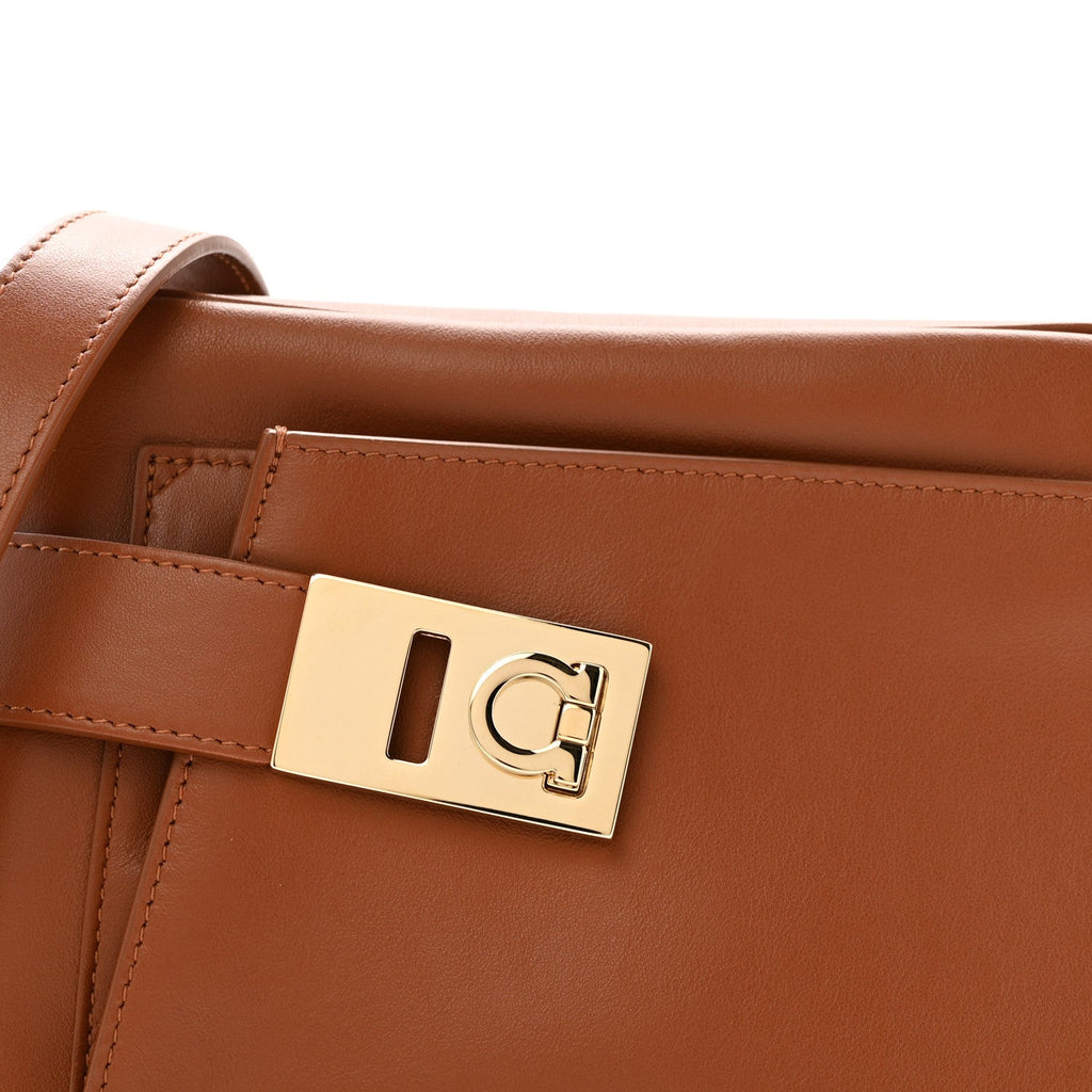 Calfskin Gancio Small Archive Camera Case Natural Brown