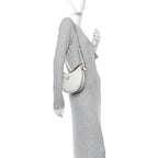 Soft Calfskin Small Arque Shoulder Bag White