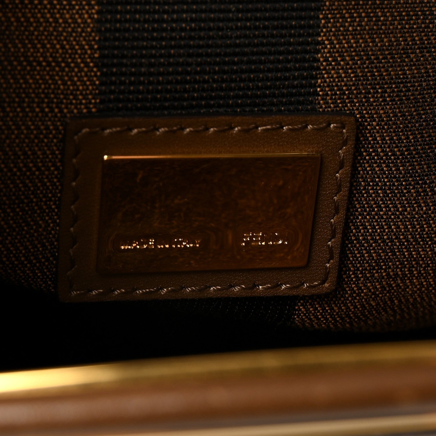 Vitello Morgan Fabric Jacquard Pequin Medium Peekaboo Iconic Satchel Foresta Tobacco Black