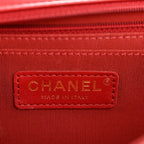 Calfskin Chevron Quilted Large Statement Flap Red