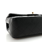 Lambskin Quilted Mini Top Handle Rectangular Flap Black
