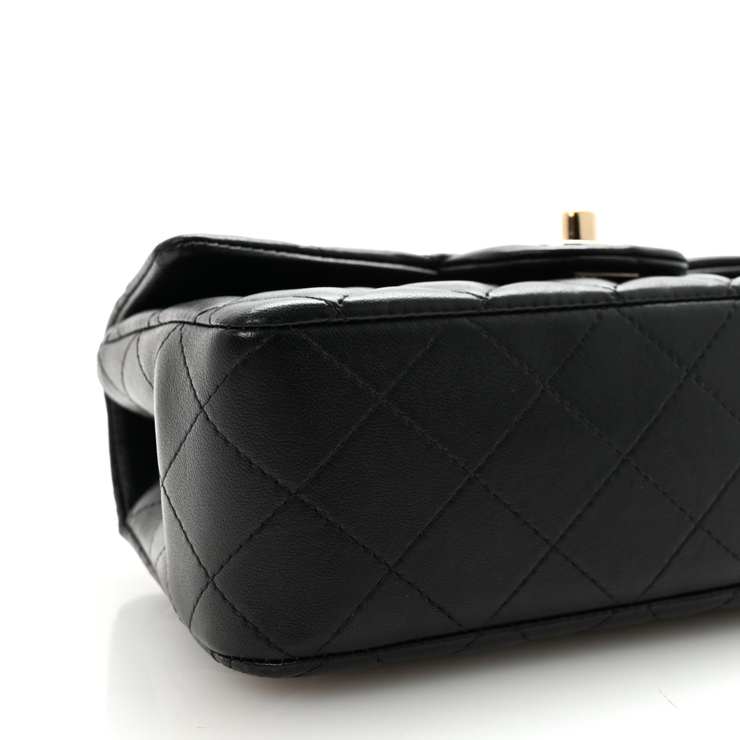 Lambskin Quilted Mini Top Handle Rectangular Flap Black