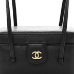 Shiny Caviar Preppy Coco Long Vanity With Strap Black