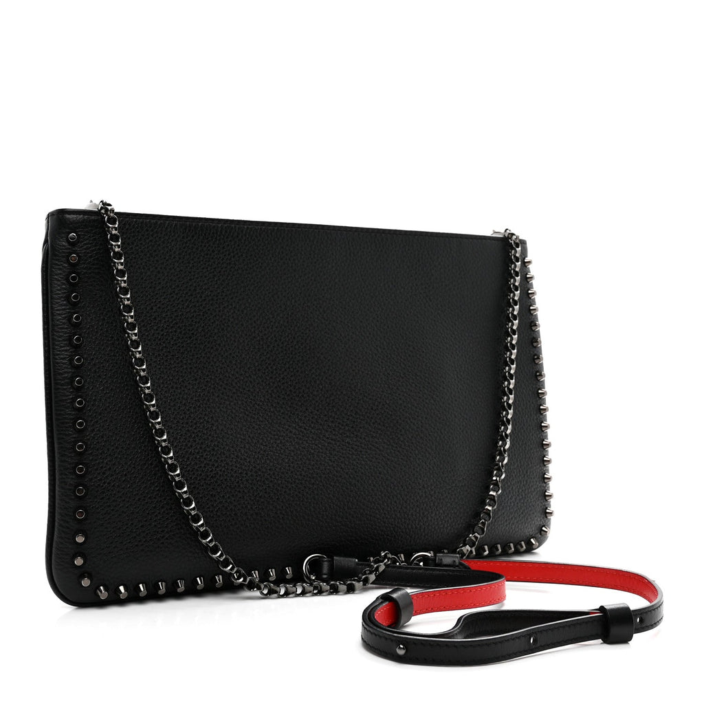 Calfskin Studded Loubiposh Clutch Black