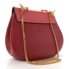 Grained Calfskin Lambskin Bi-Color Drew Shoulder Bag Red