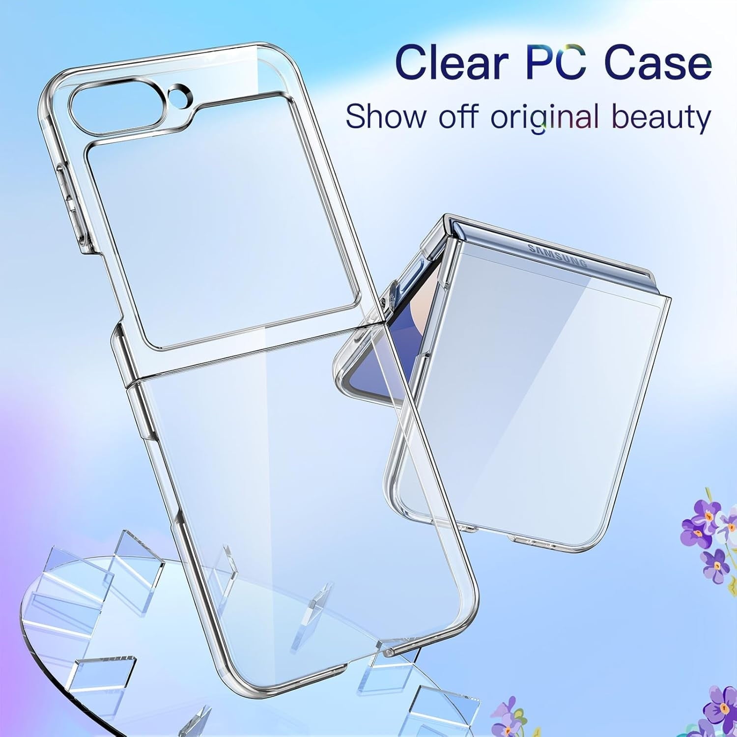 Entronix Case Compatible with Galaxy Z Flip 6 - [Hard Back] Clear Cover