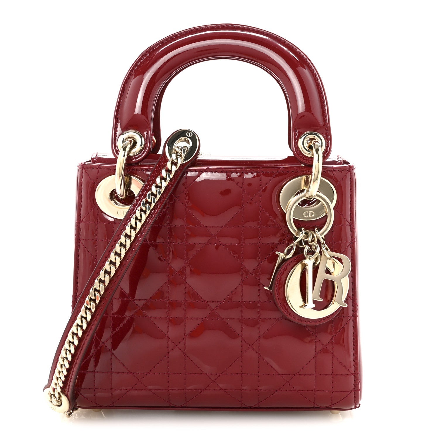 Patent Cannage Mini Lady Dior Red