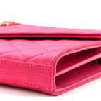 Satin Mixed Matelasse Triquilt Monogram Chain Wallet Guava