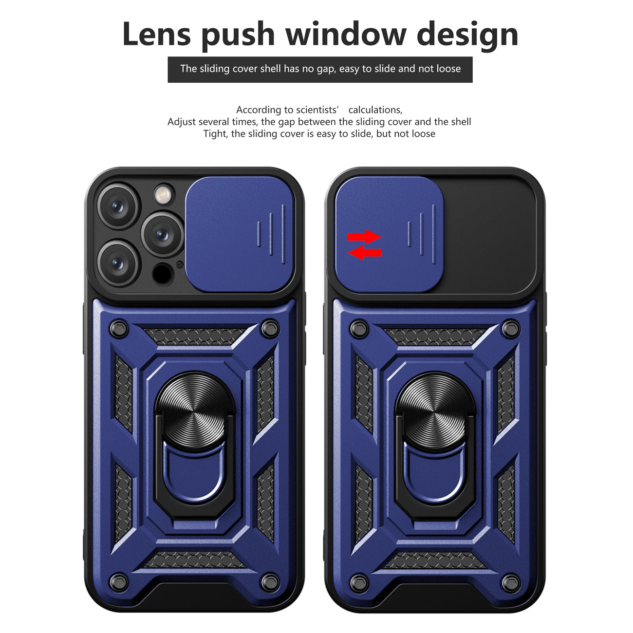 Kickstand Ring Holder With Slide Camera Cover Tpu Magnetic Car Mount For Apple Iphone 14 Plus In Blue