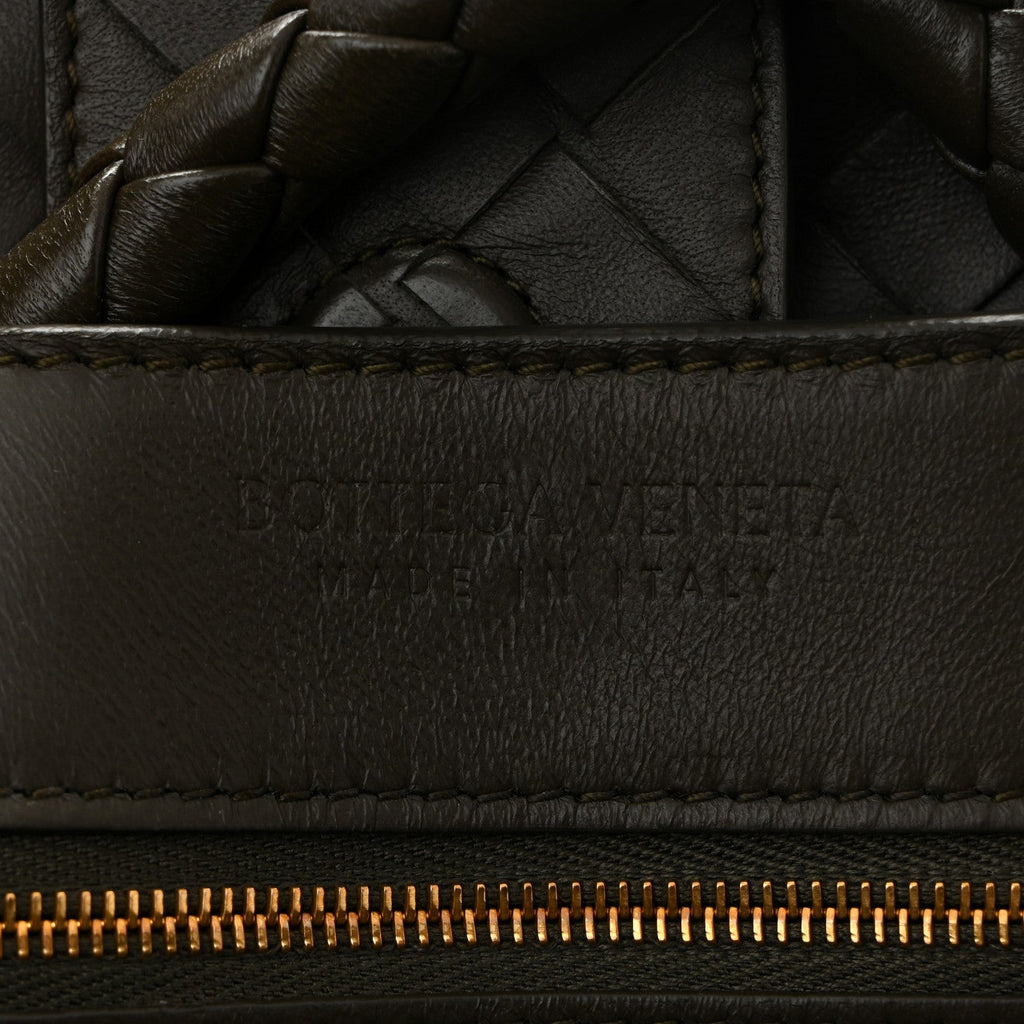 Nappa Intrecciato Medium Andiamo Shoulder Bag Kaki