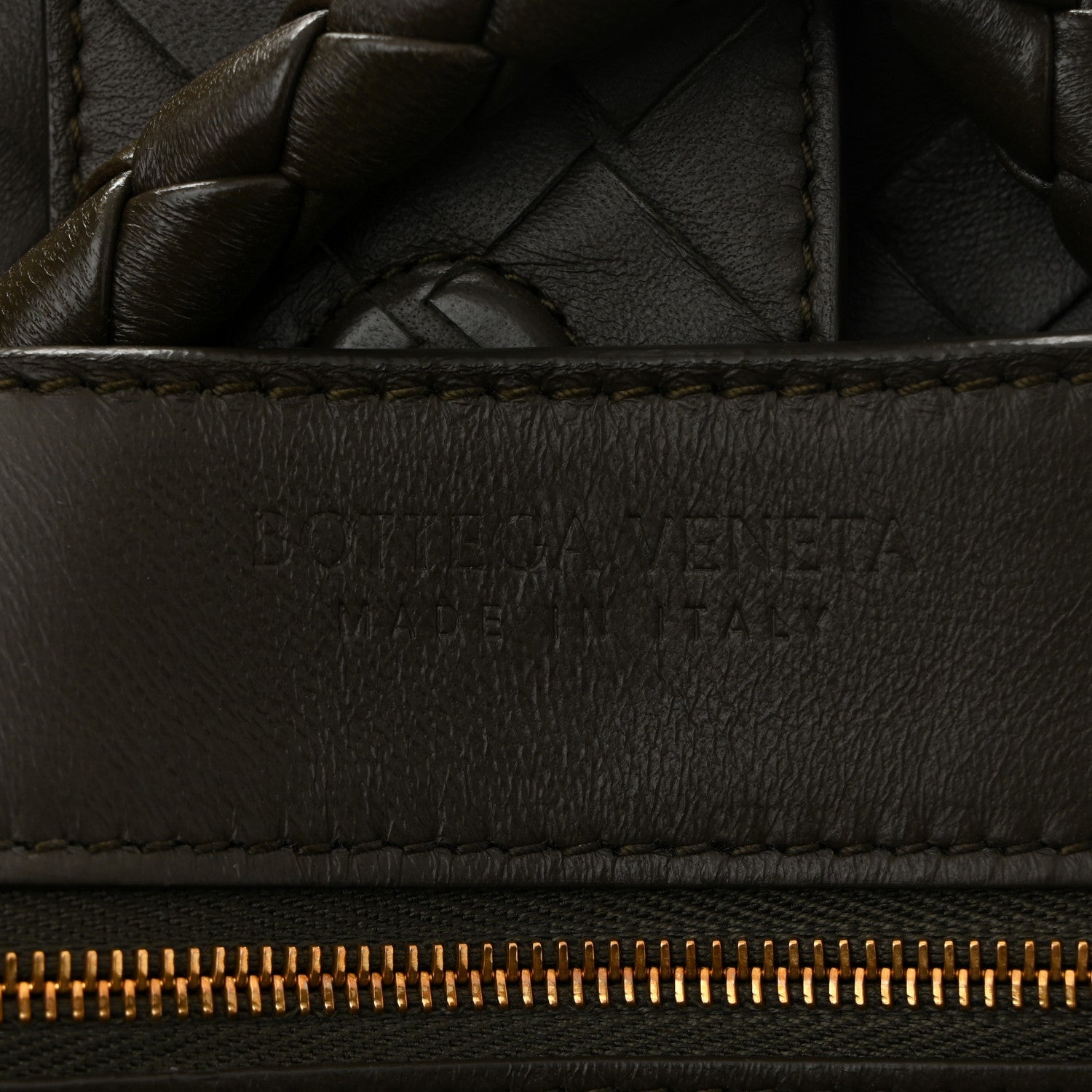 Nappa Intrecciato Medium Andiamo Shoulder Bag Kaki