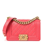 Caviar Quilted Small Boy Flap Pink