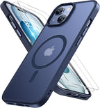 Entronix Bundle Compatible with iPhone 15 Plus - [Magnetic] Translucent Matte Case & 2 Clear Screen Protectors