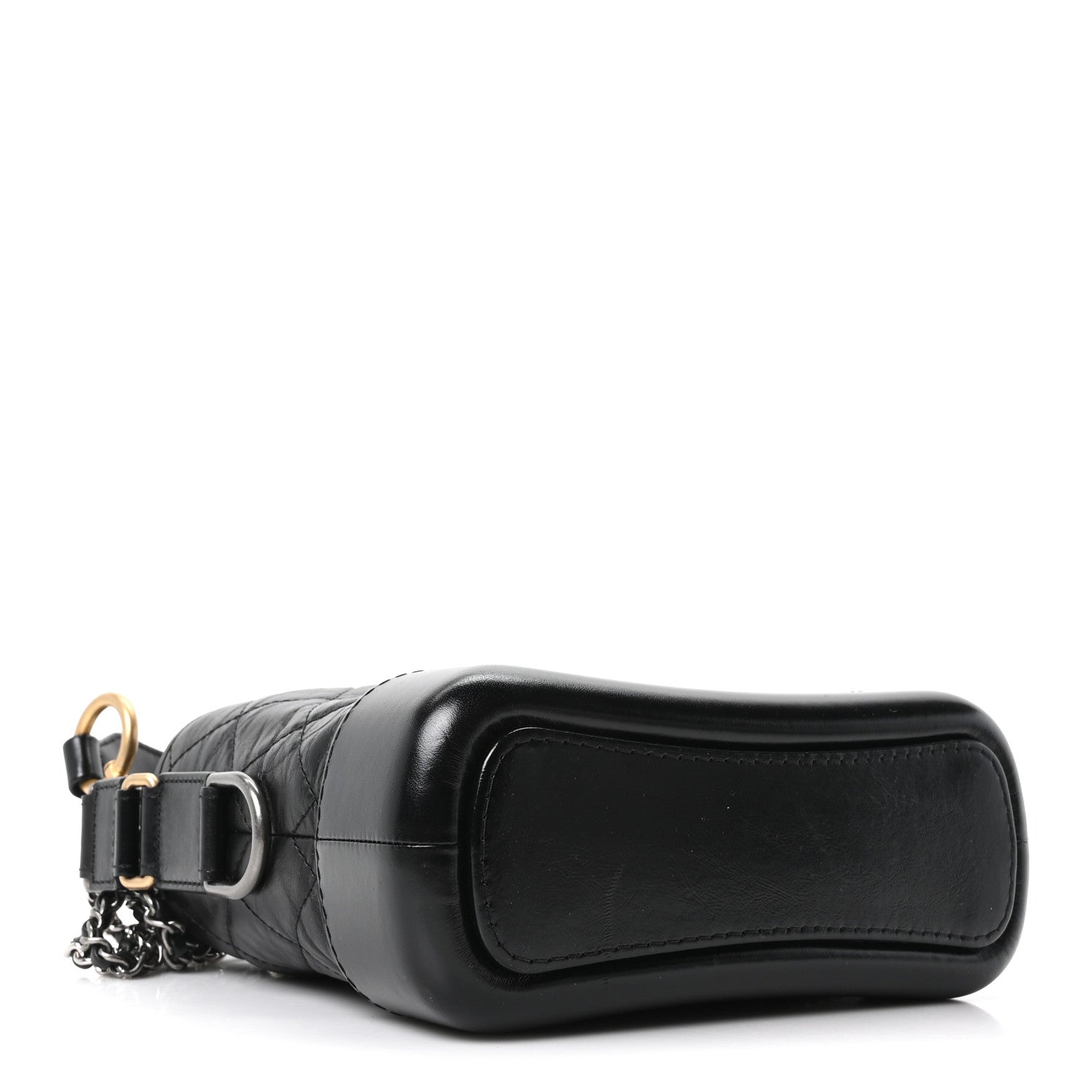 Aged Calfskin Quilted Small Gabrielle Logo Hobo Black