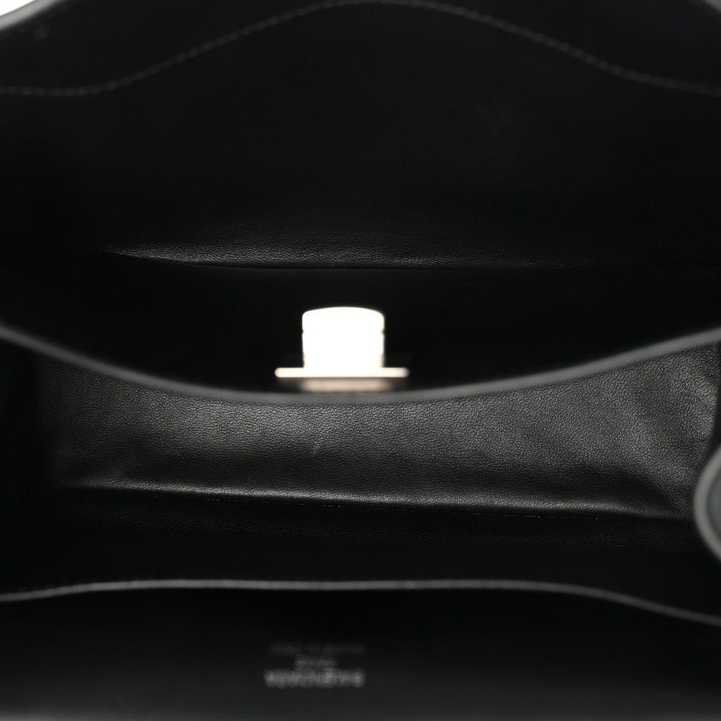 Natural Smooth Calfskin Mini Rodeo Top Handle Handbag Black