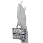 Canvas Embroidered Large Dioriviera Toile De Jouy Book Tote Blue