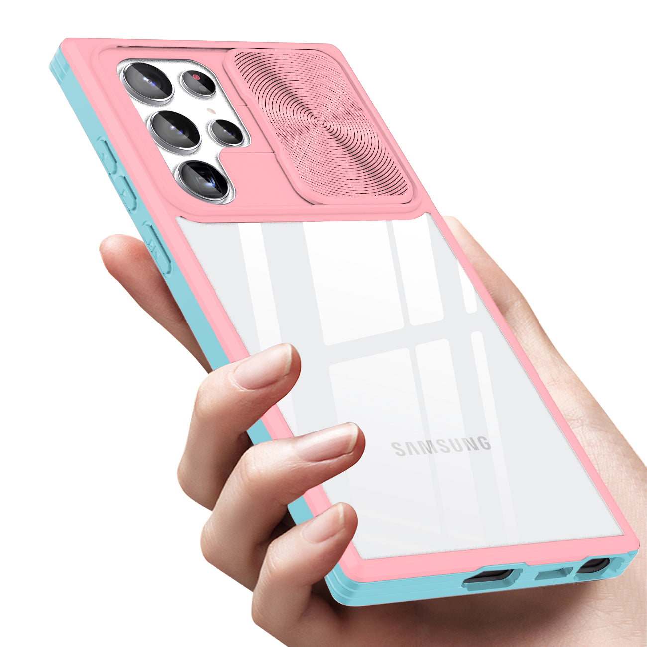 Full Protection With Mobile Phone Protective Film Slide Camera Lens Phone Case For Samsung Galaxy S22 Ultra In Pink