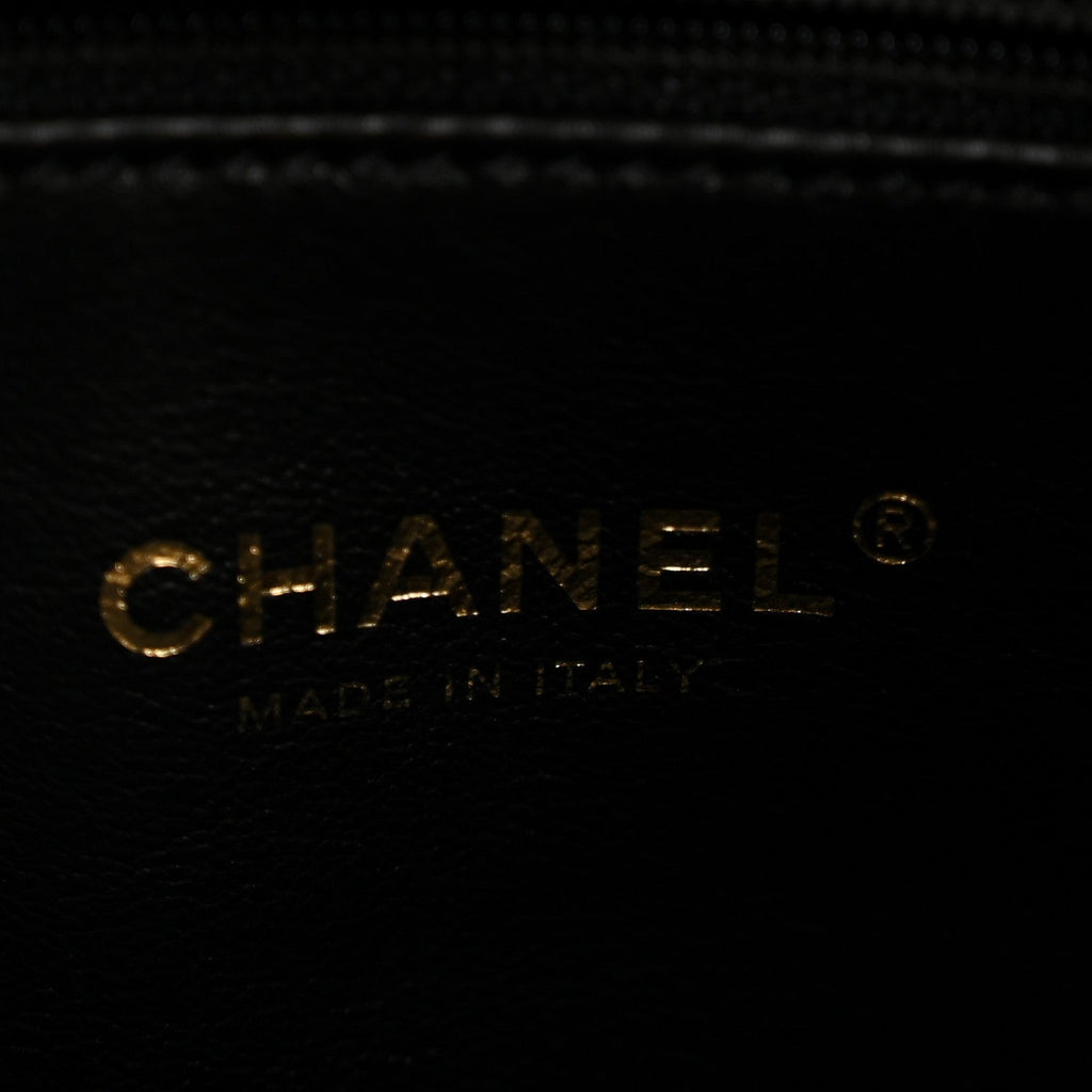 Lambskin Quilted Chaine Lettre Small Bucket Bag Black