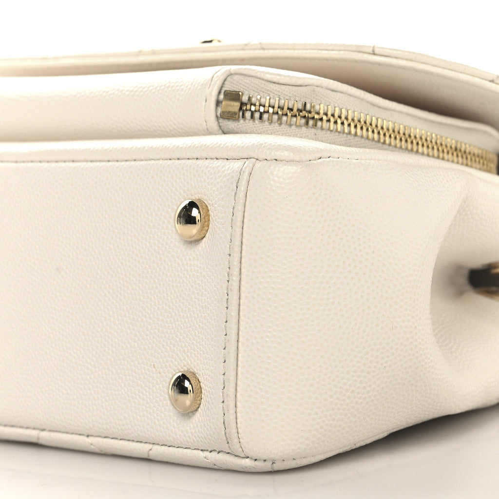 Caviar Quilted Small Business Affinity Flap White