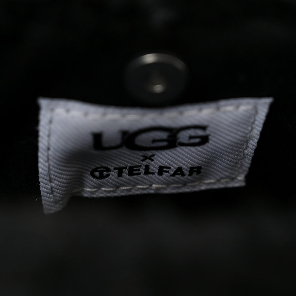 X UGG Crinkle Patent Shearling Small Shopping Bag Black