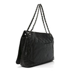 Glazed Calfskin Quilted CC XL Single Flap Black