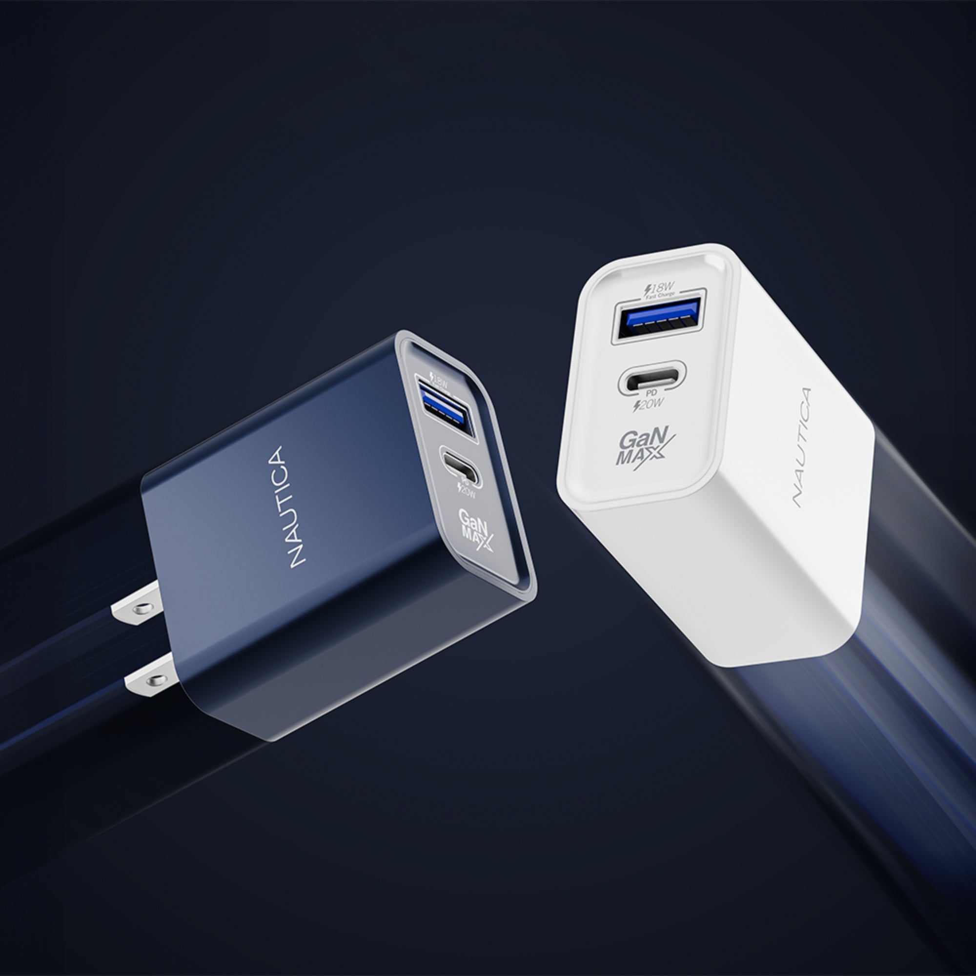 Nautica CH111 Galaxy S25 S24 Charger - 20W PD USB-C / USB-A QC3.0 Dual Port Wall Charger for iPhone 16/15/Fold 5/Note20