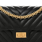 Aged Calfskin Chevron Quilted 2.55 Reissue Mini Flap Black