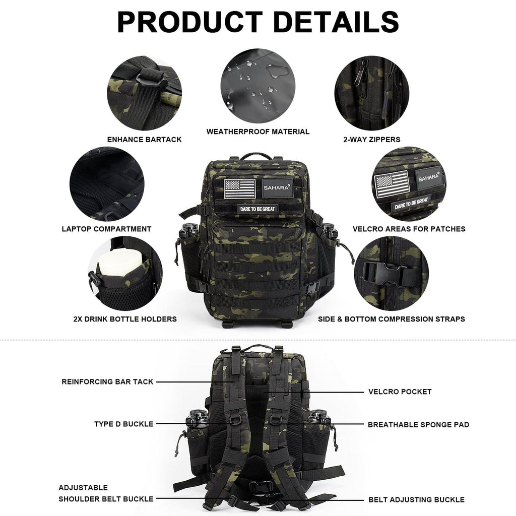SAHARA - Raider Series Travel Bag & Laptop Backpack for Laptops up to 17.3-inch - Black Camo