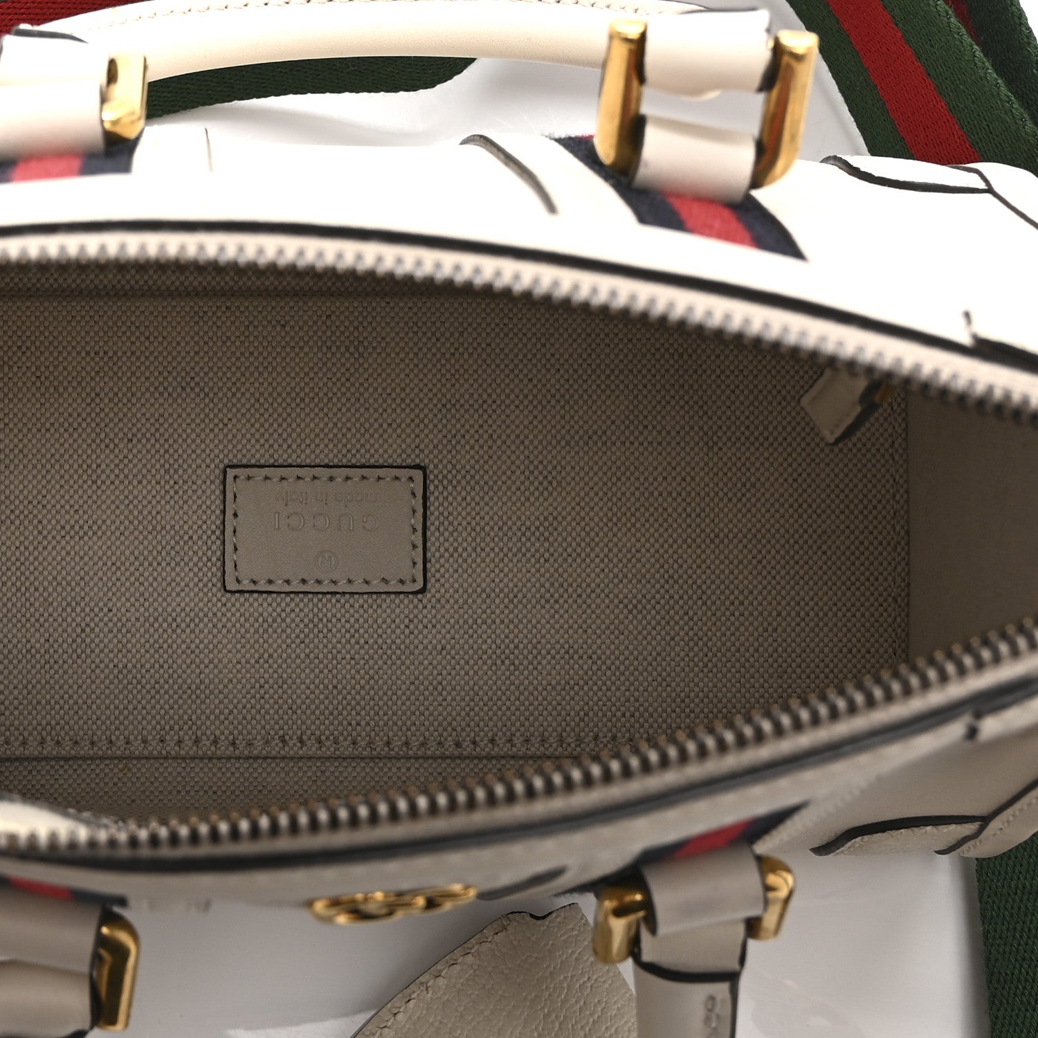 Koi Calfskin Web Mini Bauletto Duffle Top Handle Bag Mystic White