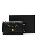 Caviar Quilted Wallet on Chain WOC Black