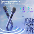 Professional Wireless Bluetooth Speaker and Karaoke System with Dual Microphones, LED Party Lights, and Remote Control