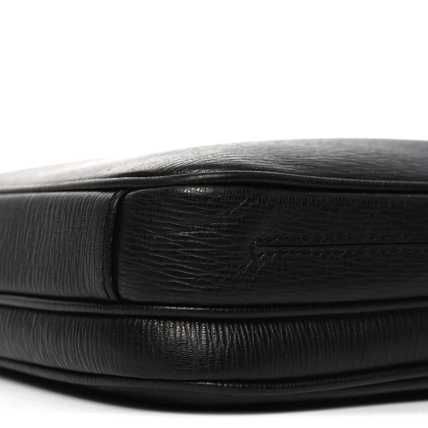 Calfskin Zip Around Briefcase Black