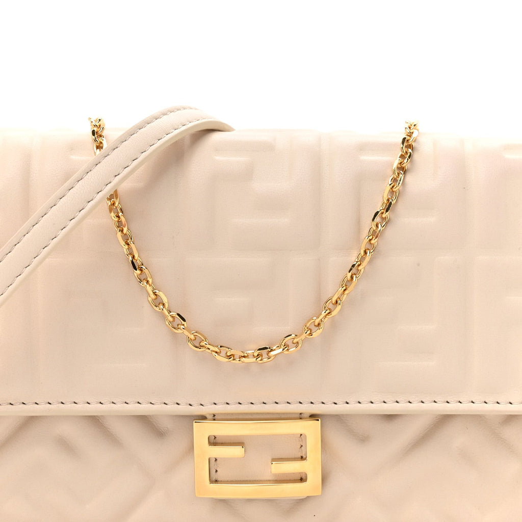 Nappa Matisse FF Embossed Wallet On Chain Baguette Camelia