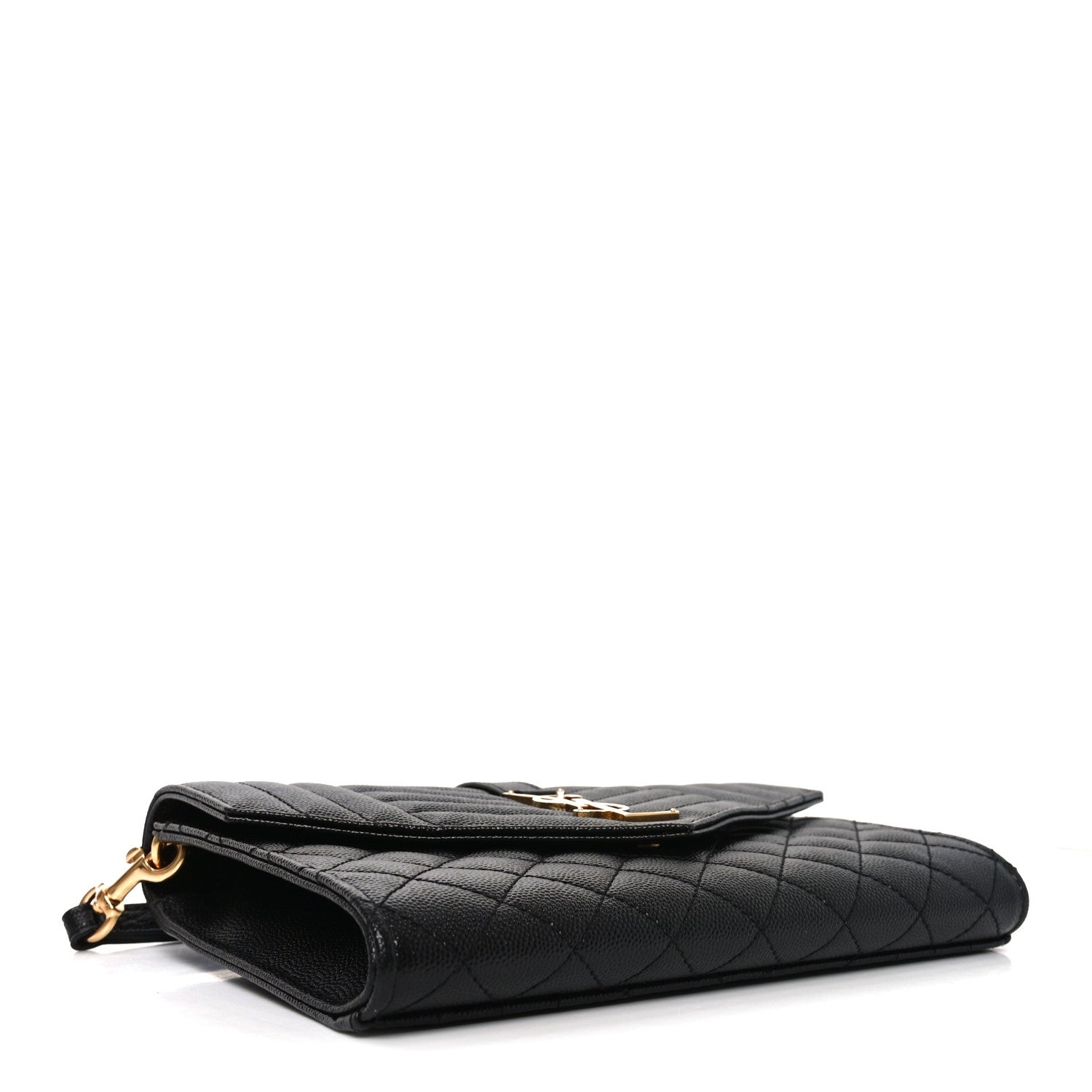 Grain De Poudre Textured Mixed Matelasse Triquilt Monogram Clutch Black