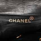 Lambskin Quilted Drawstring Backpack Black