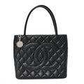 Caviar Quilted Medallion Tote Black