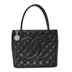 Caviar Quilted Medallion Tote Black