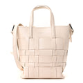 Smooth Calfskin Odita Mini Modern Lattice Bucket Bag Off White