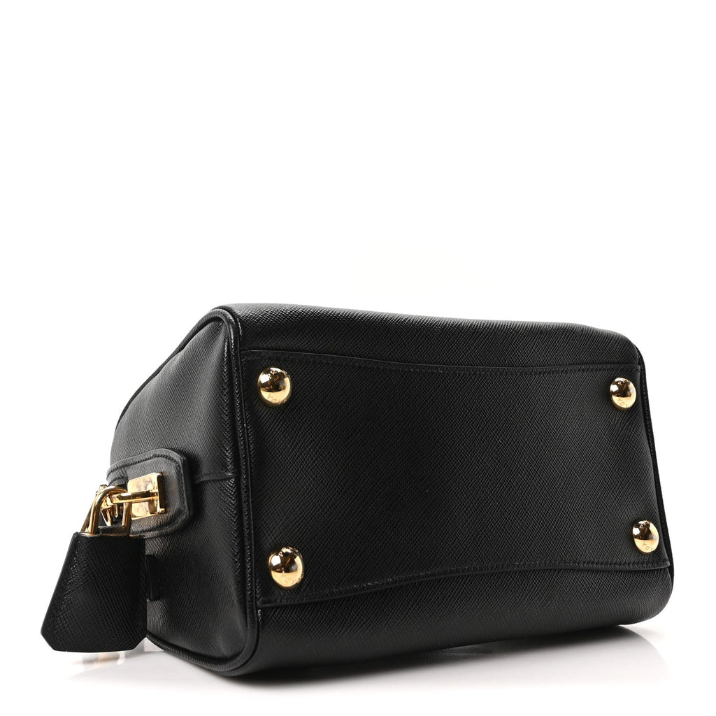 Saffiano Lux Mini Boston Crossbody Bag Black