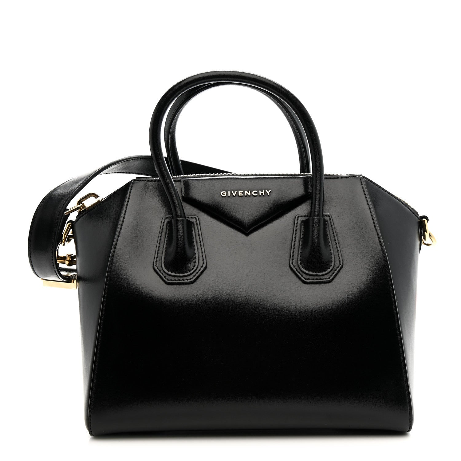 Shiny Lord Calfskin Small Antigona Black