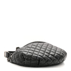 Lambskin Quilted Banane Waist Bag Fanny Pack Black